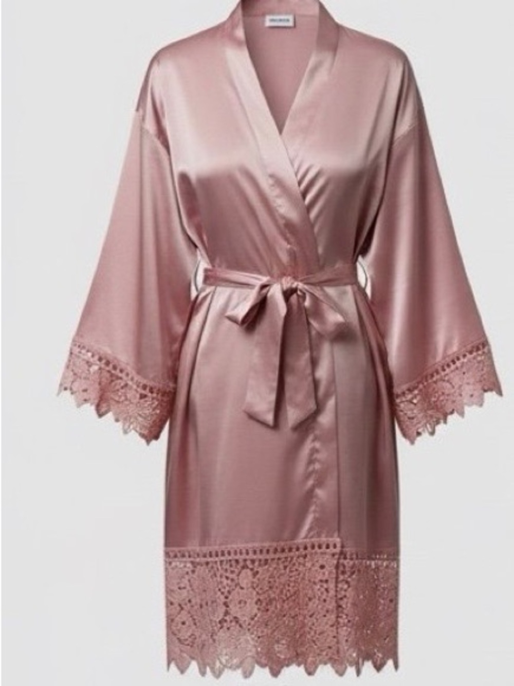 NWOT Satin Lace Trim Kimono Robe Pink One Size Women’s